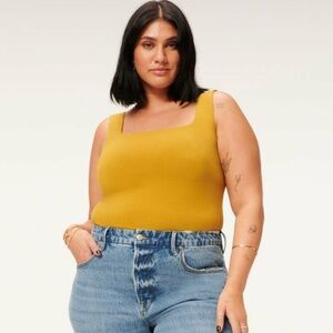 NWT Good American Goldenrod Modern Tank Bodysuit